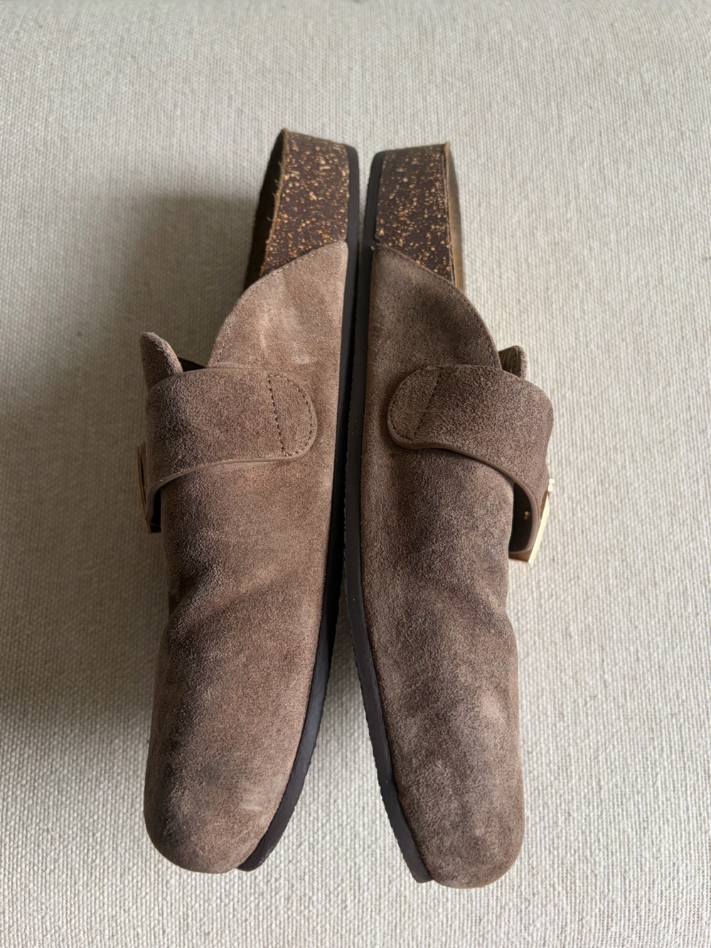 TORY BURCH Mellow Brown Gold Suede Mule Size 7 - Picture 5 of 8